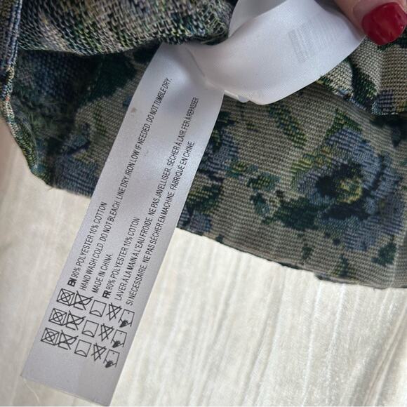 En Saison Passion Top Jacquard Vintage Floral Tapestry Short Sleeve Button NWT S - Picture 6 of 6